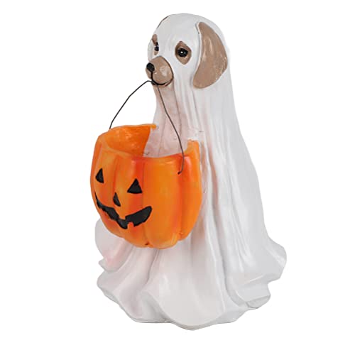 10-Zoll-Halloween-Hundegeist-Ornamente mit Mini-Süßigkeitsschale, Halloween-Kürbis-Fenster-Auto-Ornament für Süßes oder Saures Als Innen- und Außendekoration (Schwarz) von Ghzste