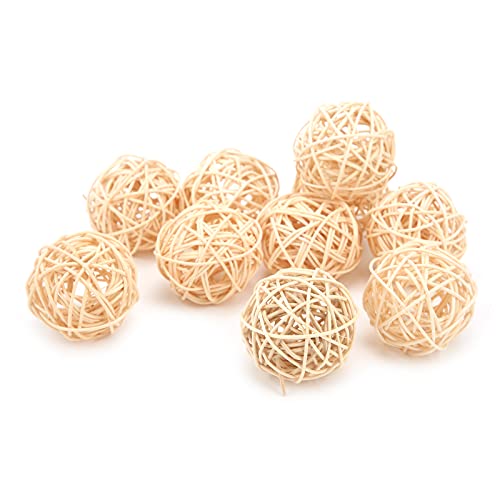 Ghzste 10 Pack Wicker Ball Birds Sepak Takraw Spielzeug Rattan Safe und Harmloser Papagei Kleines Tier Kauspielzeug für Papagei (5 cm Primärfarbe) von Ghzste