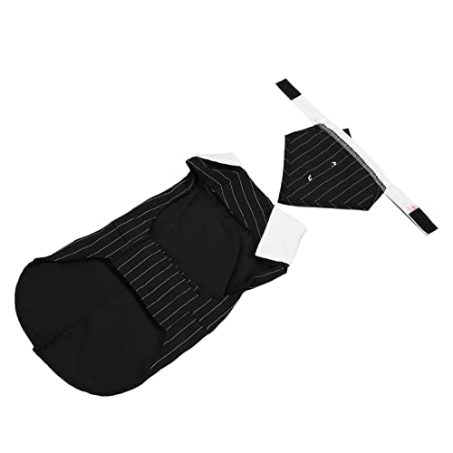Ghzste Classic Tuxedo -Stil Formelles Hundkostüm, Stilvoller Hochzeitsanzug mit Weißem Vertikalem Streifen und Fliegeknüsen, für Kleine Mittelgroße Hunde, das Kratzerjuckreiz Verhindern (M) von Ghzste