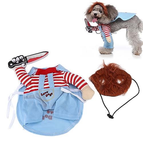 Ghzste Haustierkleidung, Hunde Cosplay Kostüm Atmungsaktiv Verstellbar Neuartige Hundekleidung für Halloween, Weihnachten, Cosplay-Party (M) von Ghzste