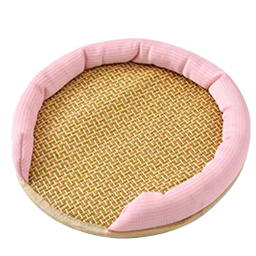 Ghzste Kühlmatte für Katzen und Hunde, Selbstkühlende Sitze, Wasserdicht, für den Sommer, Handgewebt, für Katzen, Kühles Rattan-Pad für den Innenbereich (Rosa) von Ghzste