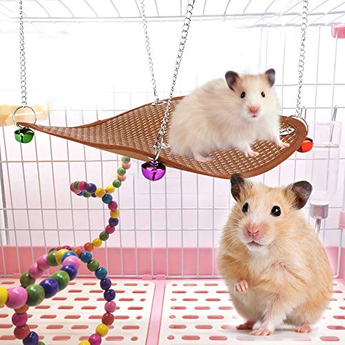 Kleine Tiere Hamsterkühlung Hängematte mit Glocken, Atmungsaktives Mattes Mattenkäfigbett für Ratten Eichhörnchen Chinchillas (Großgröße 50x40 cm) von Ghzste