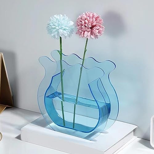 Nette Kleine Blumenfischvase, Verdickte, Transparente Acryl-, Moderne, Wohnzimmer-Schlafzimmer-Bürodekoration. Tolle Freunde und Familie, 8,3 X 8,7 X 2,4 Zoll, 10,6oz von Ghzste