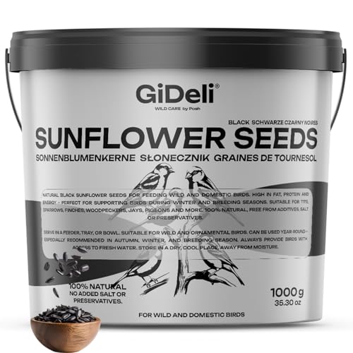 GiDeli Sonnenblumenkerne schwarz 1kg im Eimer Wildvogelfutter Vogelfutter für das Ganze Jahr Pferdefutter und Kleintierfutter GiDeli Sonnenblumenkerne schwarz 1kg im Eimer Wildvogelfutter Vogelfutter für das Ganze Jahr Pferdefutter und Kleintierfutter von GiDeli