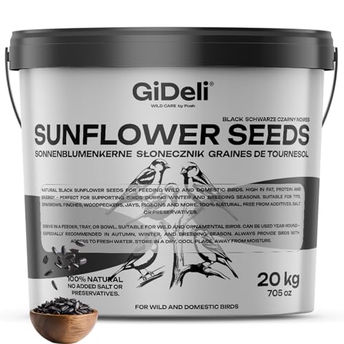 GiDeli Sonnenblumenkerne schwarz 20kg im Eimer Wildvogelfutter Vogelfutter für das Ganze Jahr Pferdefutter und Kleintierfutter GiDeli Sonnenblumenkerne schwarz 20kg im Eimer Wildvogelfutter Vogelfutter für das Ganze Jahr Pferdefutter und Kleintierfutter von GiDeli