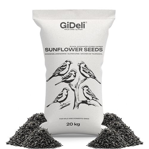 GiDeli Sonnenblumenkerne schwarz 20kg im Wildvogelfutter Vogelfutter für das Ganze Jahr Pferdefutter und Kleintierfutter von GiDeli
