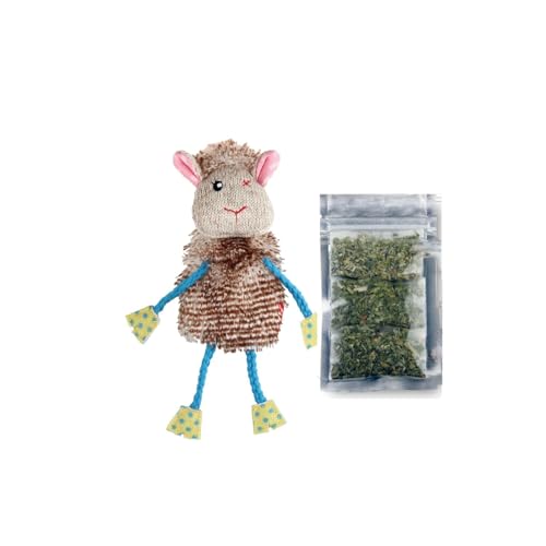 GiGwi, Katzenspielzeug, wiederverwendbar, Schaf, gefüllt mit Katzenminze, langlebig und sicher, stimuliert das Spielen und Erkunden, Einheitsgröße, weiß, Modell Catnip von GiGwi