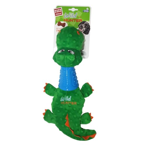 GiGwi Quietschendes Hundespielzeug, weiches Krokodil, gefüllt, mit Quietscher und Knusprickel-TPR-Hals von GiGwi