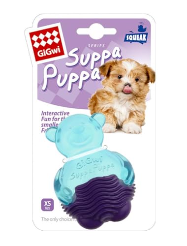 GiGwi Suppa Puppa Bär mit Quietscher für Welpen und kleine Hunde, Blau von GiGwi