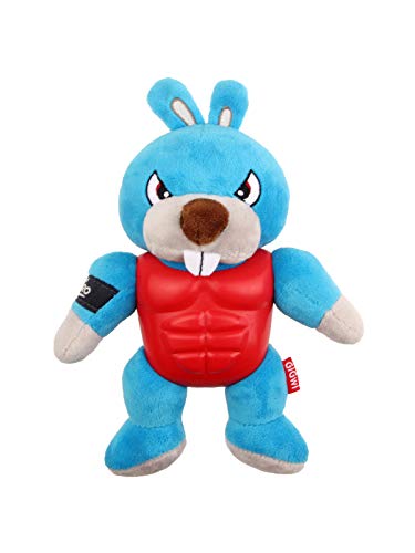 GiGwi I'm Hero TPR Armor Rabbit Plüsch Hundespielzeug mit Quietscher für Harte Kauer, Blau von GiGwi