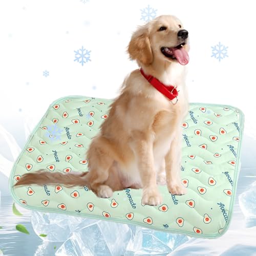 2025 Neue Hundekühlmatte, Vielseitige Kühlmatte Katze Waschbare Kühlpad Hund rutschfeste Hunde Kühlauflage für Zuhause Katzen Kühlmatte für Sommer (Grün, XL-100x70cm) von GiHie