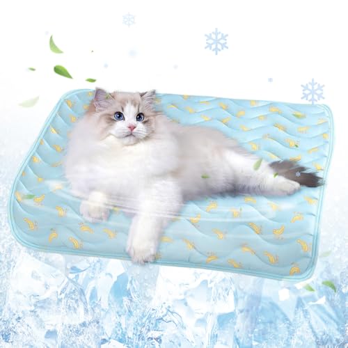 GiHie 2025 Neue Hundekühlmatte, Vielseitige Kühlmatte Katze Waschbare Kühlpad Hund rutschfeste Hunde Kühlauflage für Zuhause Katzen Kühlmatte für Sommer (Blau, S-50x40cm) von GiHie