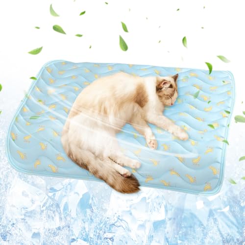 GiHie 2025 Neue Hundekühlmatte, Vielseitige Kühlmatte Katze Waschbare Kühlpad Hund rutschfeste Hunde Kühlauflage für Zuhause Katzen Kühlmatte für Sommer (Blau, XS-40x30cm) von GiHie