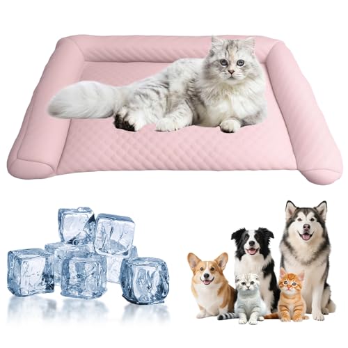 GiHie Pet Ice Mat Cooling Mat, 2025 Neue Sommer Hundebett, Waschbar Kühlmatte für Hunde und Katzen, Komfortabel Haustier Kühlbett für Heiße Sommertage, Perfekt für Haustierbesitzer (Rosa, M) von GiHie