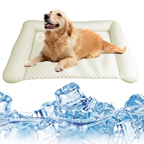 Pet Ice Mat Cooling Mat, 2025 Neue Sommer Hundebett, Waschbar Kühlmatte für Hunde und Katzen, Komfortabel Haustier Kühlbett für Heiße Sommertage, Perfekt für Haustierbesitzer (Gelb, XL) von GiHie
