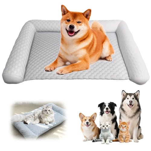 Pet Ice Mat Cooling Mat, 2025 Neue Sommer Hundebett, Waschbar Kühlmatte für Hunde und Katzen, Komfortabel Haustier Kühlbett für Heiße Sommertage, Perfekt für Haustierbesitzer (Grau, M) von GiHie