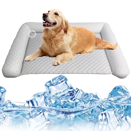 Pet Ice Mat Cooling Mat, 2025 Neue Sommer Hundebett, Waschbar Kühlmatte für Hunde und Katzen, Komfortabel Haustier Kühlbett für Heiße Sommertage, Perfekt für Haustierbesitzer (Grau, XL) von GiHie
