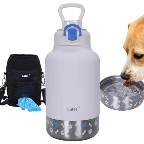 GiNT Isolierte Edelstahl-Wasserflasche für Hunde und Menschen, All-in-1 Reisespender mit abnehmbaren Näpfen und Tragetasche, auslaufsichere Haustierkantine für Spaziergänge, Wandern, Camping, Auto GiNT Isolierte Edelstahl-Wasserflasche für Hunde und Menschen, All-in-1 Reisespender mit abnehmbaren Näpfen und Tragetasche, auslaufsichere Haustierkantine für Spaziergänge, Wandern, Camping, Auto von GiNT