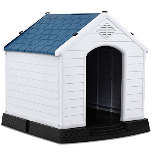 Giantex Hundehütte aus Kunststoff, wetterfest, belüftet, für den Innen- und Außenbereich, mit Dach, Blau, 30''H Giantex Hundehütte aus Kunststoff, wetterfest, belüftet, für den Innen- und Außenbereich, mit Dach, Blau, 30''H von Giantex