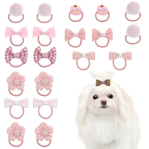Giantree 20 Stück Hunde-Haarschleifen für kleine Hunde, niedliche Hundeschleifen mit Gummibändern, niedliche Fellpflege, Blumenball, Schleife, Kopfknoten, Hundehaar-Accessoires, Haargummis für Yorkie, von Giantree