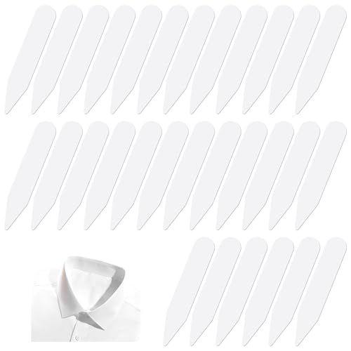 Giantree 30 Stück 5,6 cm Kragenstäbchen für Herrenhemden, Kunststoff-Kragenstäbchen, Hemdkragen-Einsätze, weiß, wasserdicht, unsichtbare Hemdkragen-Einsätze, Kleid, Hemd, Kragenstäbchen für Herren von Giantree