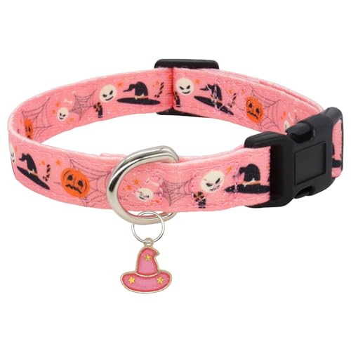 Giecooh Hundehalsband aus Baumwolle mit Anhänger, niedlich, bequem, für Mädchen und Jungen, für große Hunde, L, Halloween, Rosa Giecooh Hundehalsband aus Baumwolle mit Anhänger, niedlich, bequem, für Mädchen und Jungen, für große Hunde, L, Halloween, Rosa von Giecooh