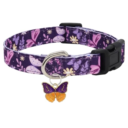 Giecooh Hundehalsband aus Baumwolle mit Anhänger, niedlich, bequem, für Mädchen und Jungen, für große Hunde, L, Schmetterling Giecooh Hundehalsband aus Baumwolle mit Anhänger, niedlich, bequem, für Mädchen und Jungen, für große Hunde, L, Schmetterling von Giecooh