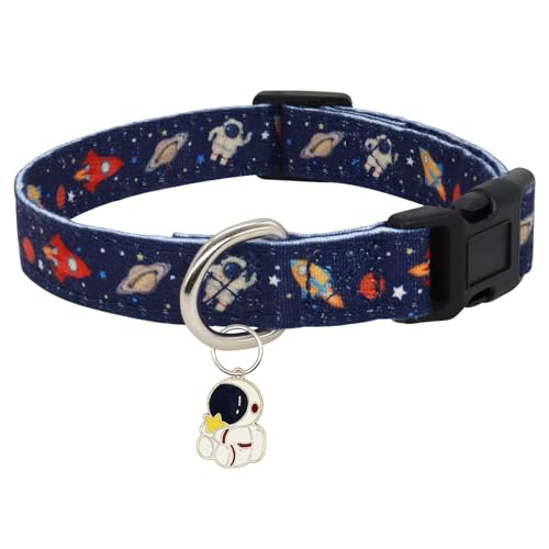 Giecooh Hundehalsband aus Baumwolle mit Anhänger, niedlich, bequem, für Mädchen und Jungen, für mittelgroße Hunde, M, Astronaut Giecooh Hundehalsband aus Baumwolle mit Anhänger, niedlich, bequem, für Mädchen und Jungen, für mittelgroße Hunde, M, Astronaut von Giecooh