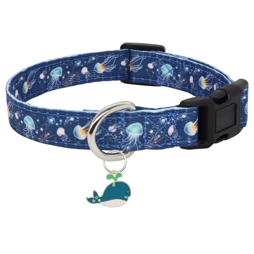 Giecooh Hundehalsband aus Baumwolle mit Anhänger, niedlich, bequem, für Mädchen und Jungen, für mittelgroße Hunde, M, Ozean Giecooh Hundehalsband aus Baumwolle mit Anhänger, niedlich, bequem, für Mädchen und Jungen, für mittelgroße Hunde, M, Ozean von Giecooh