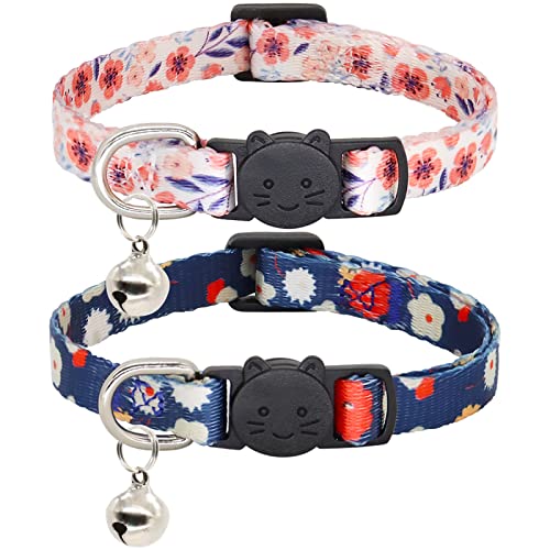 Giecooh Katzenhalsband, 2 Stück Breakaway Halsband mit Glöckchen, Sicherheitsschnalle Kätzchen Halsbänder für Jungen und Mädchen Katzen, Schwarz + Rosa Blume Giecooh Katzenhalsband, 2 Stück Breakaway Halsband mit Glöckchen, Sicherheitsschnalle Kätzchen Halsbänder für Jungen und Mädchen Katzen, Schwarz + Rosa Blume von Giecooh