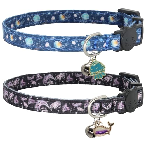 Giecooh Katzenhalsband, Baumwolle, 2 Stück, Katzenhalsband mit Glöckchen, Abreißhalsbänder für Mädchen, Jungen, Katzen, Kätzchen Giecooh Katzenhalsband, Baumwolle, 2 Stück, Katzenhalsband mit Glöckchen, Abreißhalsbänder für Mädchen, Jungen, Katzen, Kätzchen von Giecooh