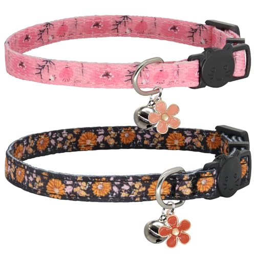 Giecooh Katzenhalsband, Baumwolle, 2 Stück, Katzenhalsband mit Glöckchen, Abreißhalsbänder für Mädchen, Jungen, Katzen, Kätzchen Giecooh Katzenhalsband, Baumwolle, 2 Stück, Katzenhalsband mit Glöckchen, Abreißhalsbänder für Mädchen, Jungen, Katzen, Kätzchen von Giecooh
