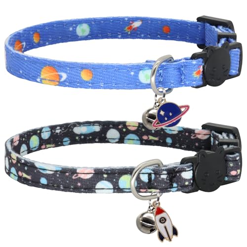 Giecooh Katzenhalsband, Baumwolle, 2 Stück, Katzenhalsband mit Glöckchen, Abreißhalsbänder für Mädchen, Jungen, Katzen, Kätzchen Giecooh Katzenhalsband, Baumwolle, 2 Stück, Katzenhalsband mit Glöckchen, Abreißhalsbänder für Mädchen, Jungen, Katzen, Kätzchen von Giecooh