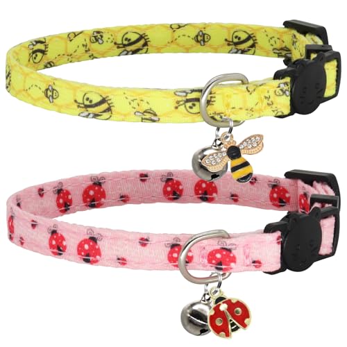 Giecooh Katzenhalsband, Baumwolle, 2 Stück, Katzenhalsband mit Glöckchen, Abreißhalsbänder für Mädchen, Jungen, Katzen, Kätzchen Giecooh Katzenhalsband, Baumwolle, 2 Stück, Katzenhalsband mit Glöckchen, Abreißhalsbänder für Mädchen, Jungen, Katzen, Kätzchen von Giecooh