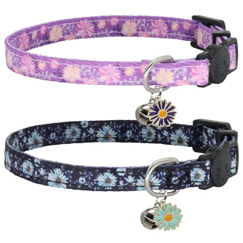 Giecooh Katzenhalsband, Baumwolle, 2 Stück, Katzenhalsband mit Glöckchen, Abreißhalsbänder für Mädchen, Jungen, Katzen, Kätzchen Giecooh Katzenhalsband, Baumwolle, 2 Stück, Katzenhalsband mit Glöckchen, Abreißhalsbänder für Mädchen, Jungen, Katzen, Kätzchen von Giecooh
