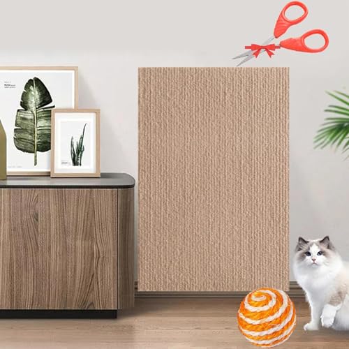Asisumption Cat Scratching Mat, Cat Scratching Mat-Can Protect Furniture, 39.4’’ X 11.8’’ Cat Scratching Mat, Easy Use for Cat Wall Furniture (Khaki, 11.8 * 39.4in) von Gienslru