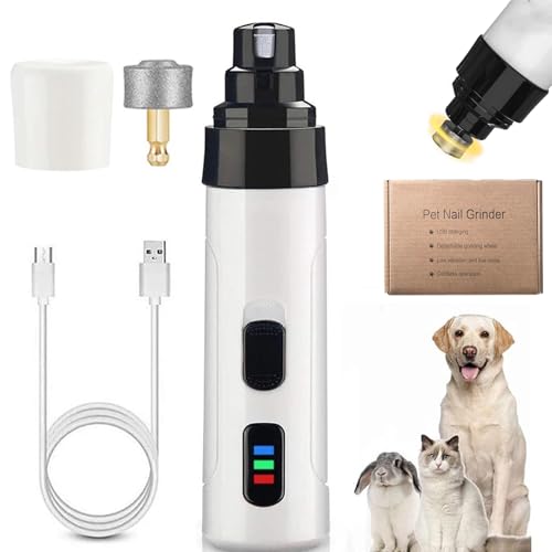 Dr Pfoten - KrallenSchleifer Pro Salon - Stressfreie Krallenpflege für Hunde, Krallenschleifer für Hunde mit 3 Schleifkopf, Dr pfoten krallenschleifer, Superleise USB Rechargeable (Basic+1Schleifkopf) von Gienslru