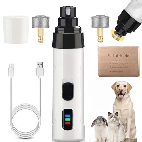 Dr Pfoten - KrallenSchleifer Pro Salon - Stressfreie Krallenpflege für Hunde, Krallenschleifer für Hunde mit 3 Schleifkopf, Dr pfoten krallenschleifer, Superleise USB Rechargeable (Basic+2Schleifkopf) von Gienslru