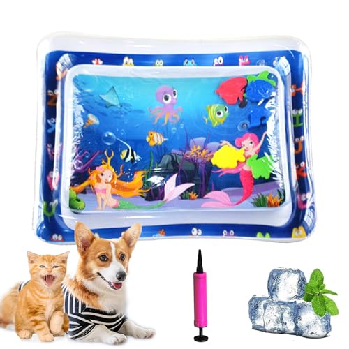 Gienslru Aquanap Für Katzen, Wassermatte Katzen Kratzfest, Verdickte aufblasbare Wasserspielmatte, kühlen Komfort für Haustiere, Pet Water Bed for Indoor and Outdoor Use (A) von Gienslru