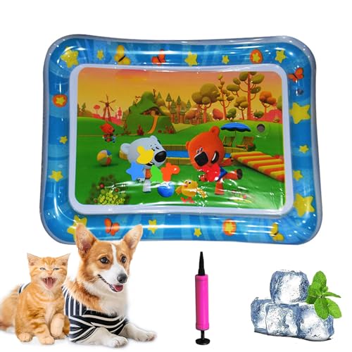 Gienslru Aquanap Für Katzen, Wassermatte Katzen Kratzfest, Verdickte aufblasbare Wasserspielmatte, kühlen Komfort für Haustiere, Pet Water Bed for Indoor and Outdoor Use (F) von Gienslru