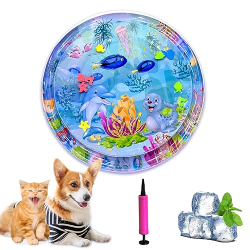Gienslru Aquanap Für Katzen, Wassermatte Katzen Kratzfest, Verdickte aufblasbare Wasserspielmatte, kühlen Komfort für Haustiere, Pet Water Bed for Indoor and Outdoor Use (G) von Gienslru