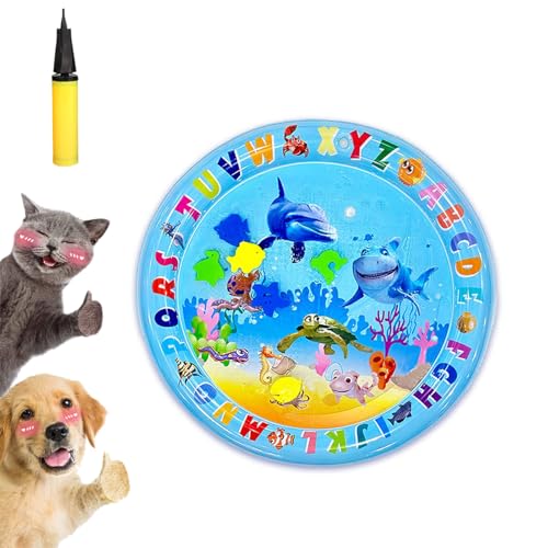Gienslru Aquapaws Chill-Matte für Katzen (Kratzfest), interaktive Kühlwassermatte für Katzen, Katzenkühlmatte, PVC-verdickte sensorische Multifunktions-Kühlmatte, aufblasbar (A 65 * 65cm) von Gienslru
