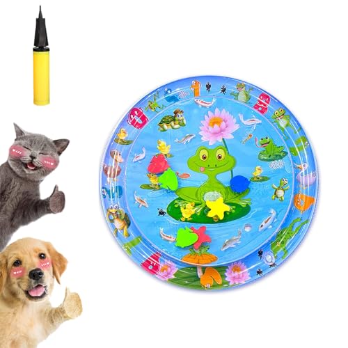 Gienslru Aquapaws Chill-Matte für Katzen (Kratzfest), interaktive Kühlwassermatte für Katzen, Katzenkühlmatte, PVC-verdickte sensorische Multifunktions-Kühlmatte, aufblasbar (B 65 * 65cm) von Gienslru