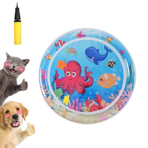 Gienslru Aquapaws Chill-Matte für Katzen (Kratzfest), interaktive Kühlwassermatte für Katzen, Katzenkühlmatte, PVC-verdickte sensorische Multifunktions-Kühlmatte, aufblasbar (C 65 * 65cm) von Gienslru