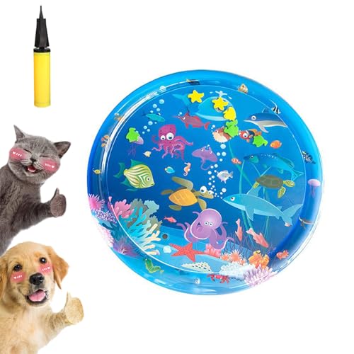Gienslru Aquapaws Chill-Matte für Katzen (Kratzfest), interaktive Kühlwassermatte für Katzen, Katzenkühlmatte, PVC-verdickte sensorische Multifunktions-Kühlmatte, aufblasbar (E 100 * 100cm) von Gienslru