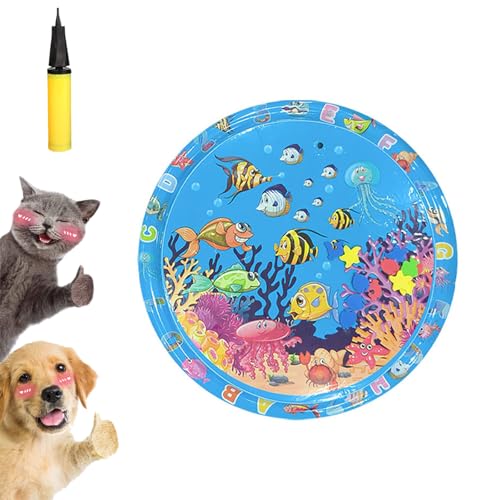 Gienslru Aquapaws Chill-Matte für Katzen (Kratzfest), interaktive Kühlwassermatte für Katzen, Katzenkühlmatte, PVC-verdickte sensorische Multifunktions-Kühlmatte, aufblasbar (F 100 * 100cm) von Gienslru