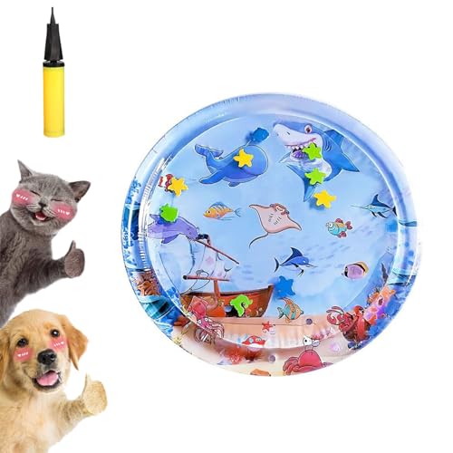 Gienslru Aquapaws Chill-Matte für Katzen (Kratzfest), interaktive Kühlwassermatte für Katzen, Katzenkühlmatte, PVC-verdickte sensorische Multifunktions-Kühlmatte, aufblasbar (G 100 * 100cm) von Gienslru