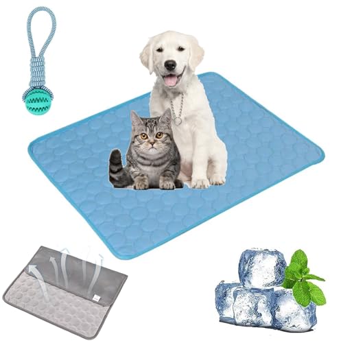 Gienslru Cooling Mat Dog, Non-Slip and Durable Kühlmatte Hund, Washable Soft Kennel Pads, Foldable Cooling Mat, Dogs, Cats for Summer (Blue, S) von Gienslru