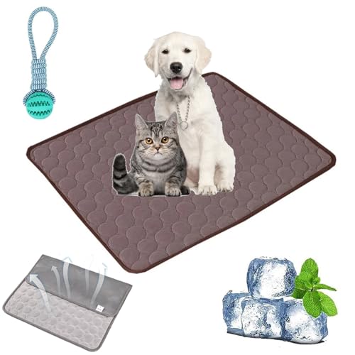 Gienslru Cooling Mat Dog, Non-Slip and Durable Kühlmatte Hund, Washable Soft Kennel Pads, Foldable Cooling Mat, Dogs, Cats for Summer (Brown, XXL) von Gienslru