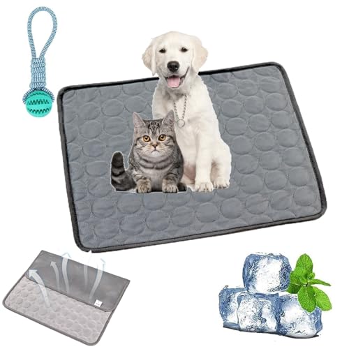 Gienslru Cooling Mat Dog, Non-Slip and Durable Kühlmatte Hund, Washable Soft Kennel Pads, Foldable Cooling Mat, Dogs, Cats for Summer (Gray, L) von Gienslru